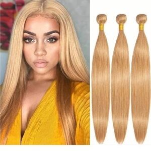 3 Pack Honey Blonde Bundles 12" 14" 16" Synthetic Hair #27 Three Piece Set New